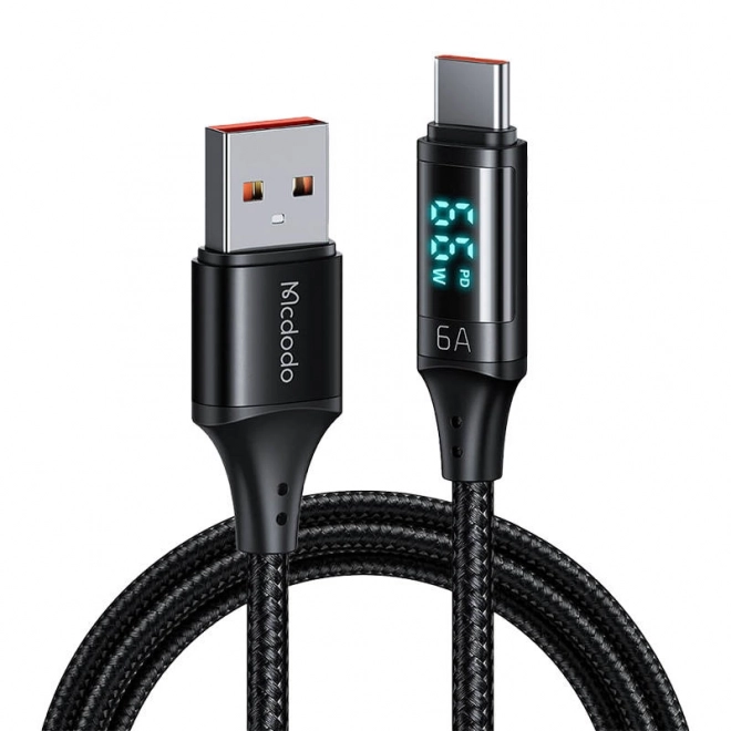 Mcdodo CA-1080 USB na USB-C kabel z zaslonom, 66W, 6A, 1,2 m (črn)