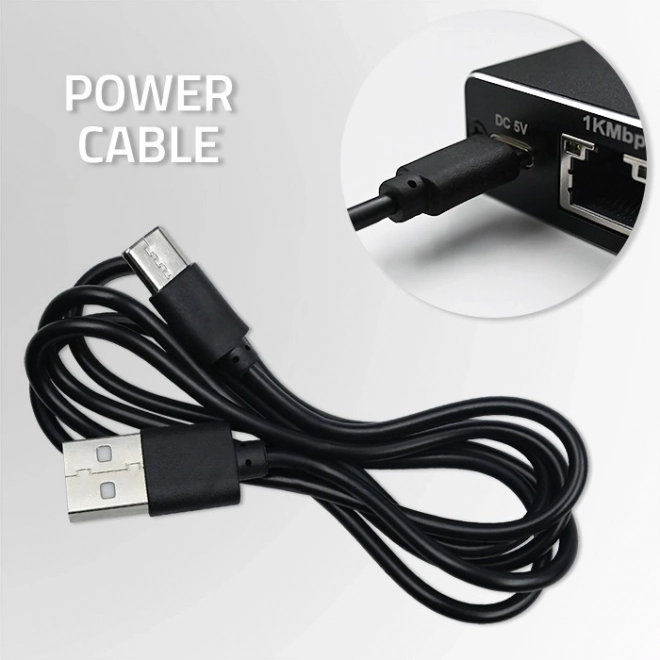 Splitter mini SWITCH 1x2 porti RJ45 | 1000Mbps | USB-C| Aluminij