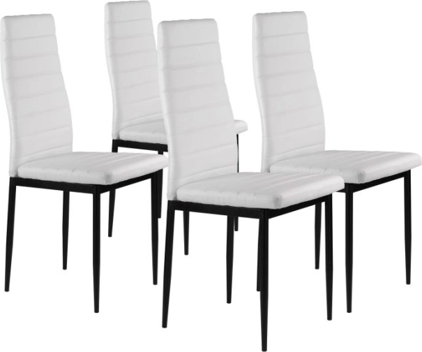 Set 4 jedilnih stolov z ergonomskim naslonjalom iz eko usnja, beli