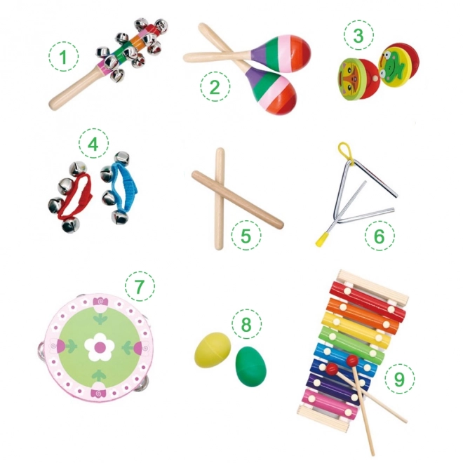 Glasbeni komplet 14 inštrumentov + torba Ecotoys