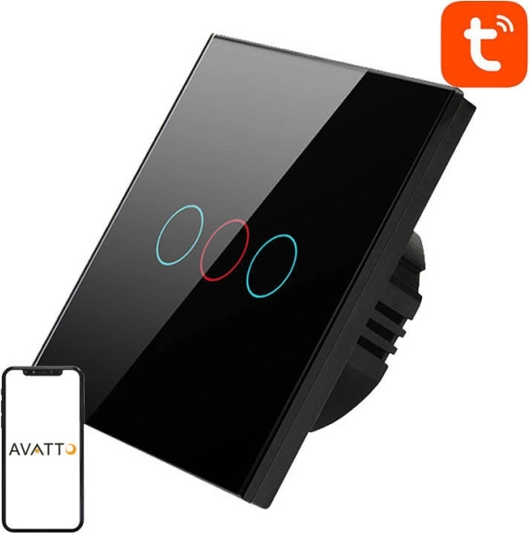 Pametno Wi‑Fi stikalo za luč Avatto 3‑smerno TUYA (črno)
