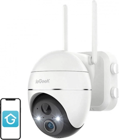 brezžična zunanja Wi‑Fi kamera 3MP ieGeek ZS‑GX1S bela 5200 mAh