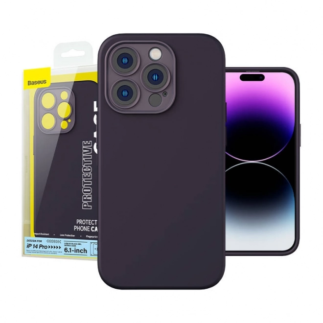 Baseus silikonski ovitek za iPhone 14 Pro, vključno s kaljenim steklom in čistilnim kompletom