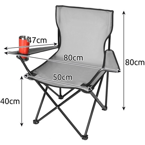 Ribiški / kamping zložljivi stol / naslonjač - siva