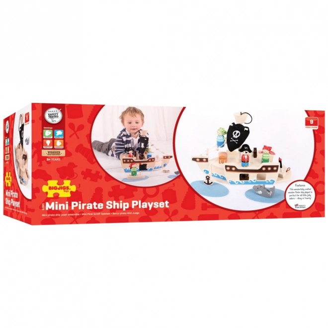 Lesena piratska ladja s priborom od Bigjigs Toys