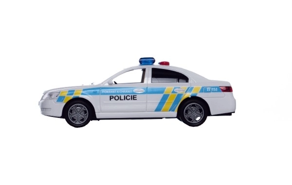 Avto policija plastika 15cm na baterije z zvokom in svetlobo na vztrajniku v škatli 20x11x9cm