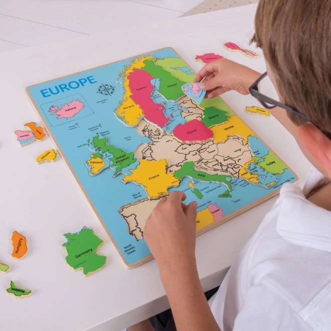 Bigjigs Toys Leseno puzzle zemljevid Evrope 25 kosov