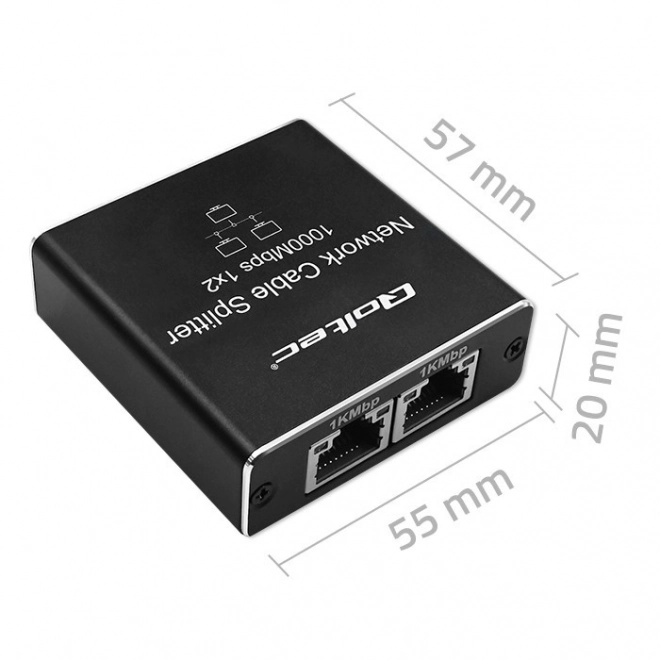 Splitter mini SWITCH 1x2 porti RJ45 | 1000Mbps | USB-C| Aluminij