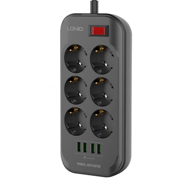 Napajalni trak s 6 vtičnicami, 4x USB, LDNIO SE6403, 2m (črna)