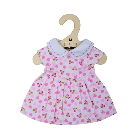 Bigjigs Igrače Roza Obleka z Srčki za punčko 34 cm