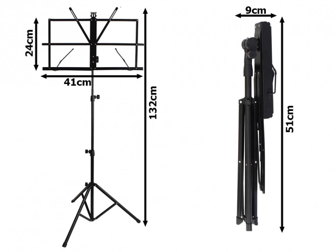 Stojalo za note z nastavljivo zložljivo konstrukcijo 130 cm