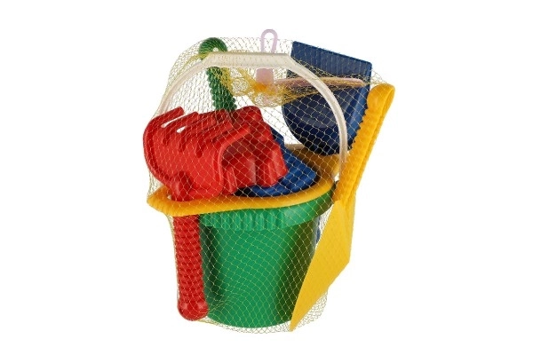 Vedro s cedilom lopatka trgovska lopatka grabljice plastika v mreži 20x28x12cm 12m+