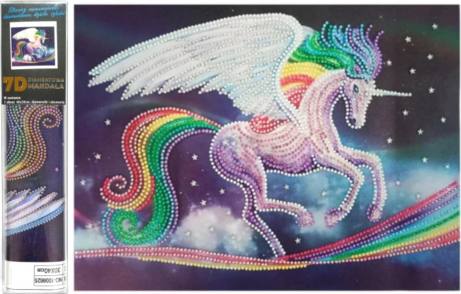 Diamantno slikanje 7D – mavrični samorog 30 × 40 cm