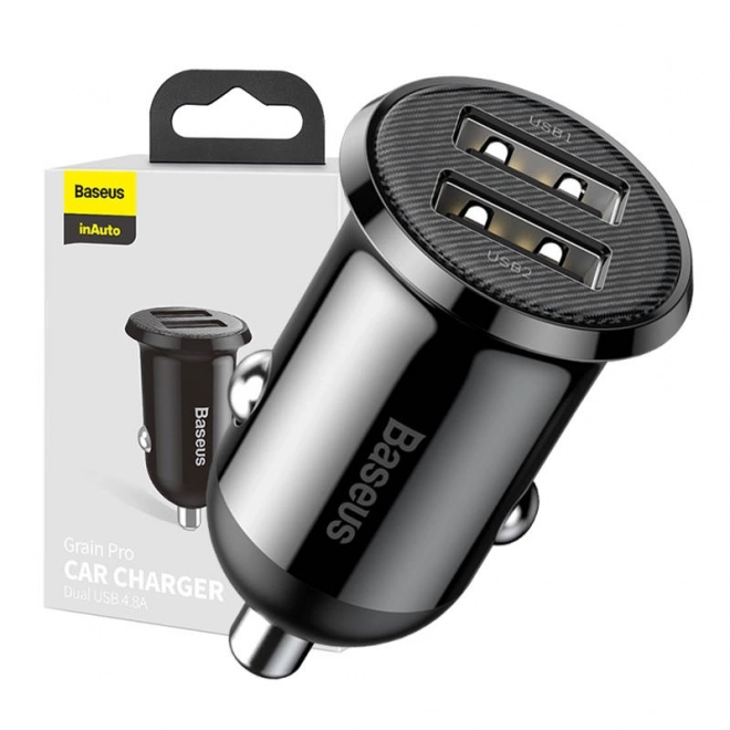 polnilec za avto Baseus Grain Pro 2x USB črna