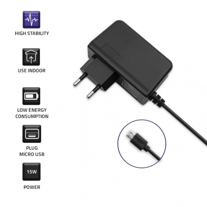 Polnilec Qoltec 15W z micro USB kablom