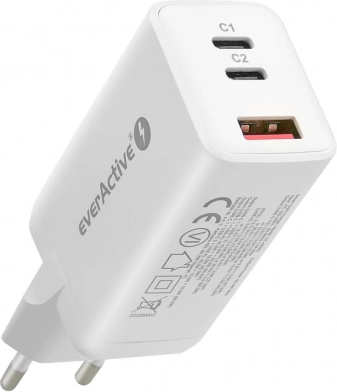 Beli hitri polnilec USB/USB-C QC4+ 65 W s tehnologijo GaN