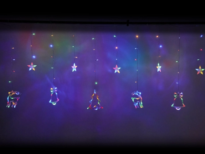 LED barvni zaves z božičnimi motivi - 2,5 m, 138 LED