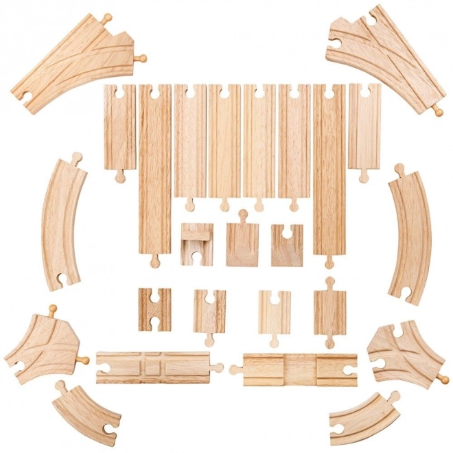 Bigjigs Rail Lesene železniške proge set 25 delov