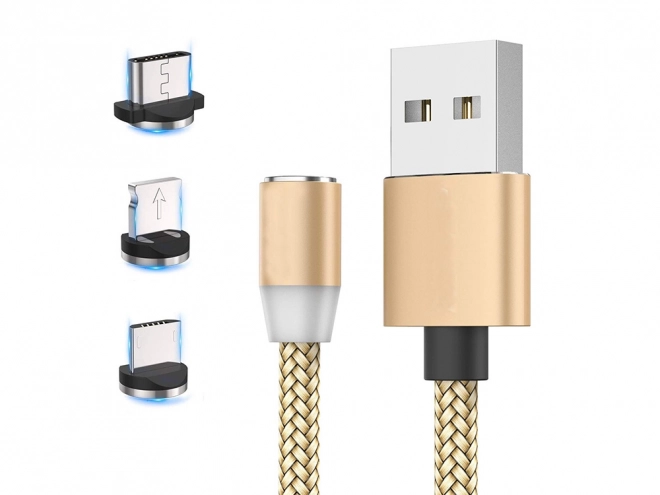 Magnetni polnilni kabel 3v1 micro USB, tip-c in lightning, 1m