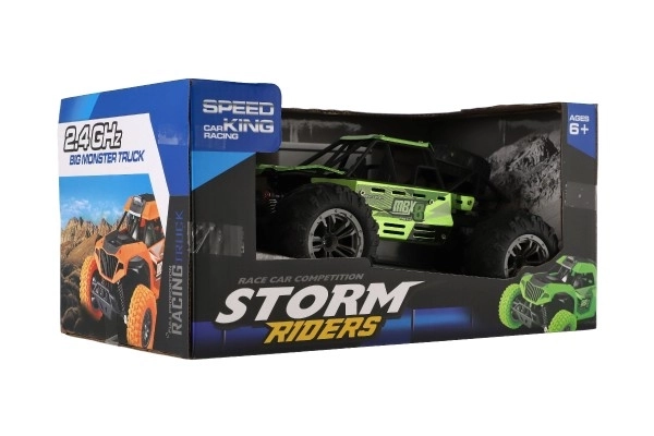 Auto RC buggy terensko zeleno 22cm plast 2,4GHz na baterije + polnilni paket v škatli 32x16x18cm