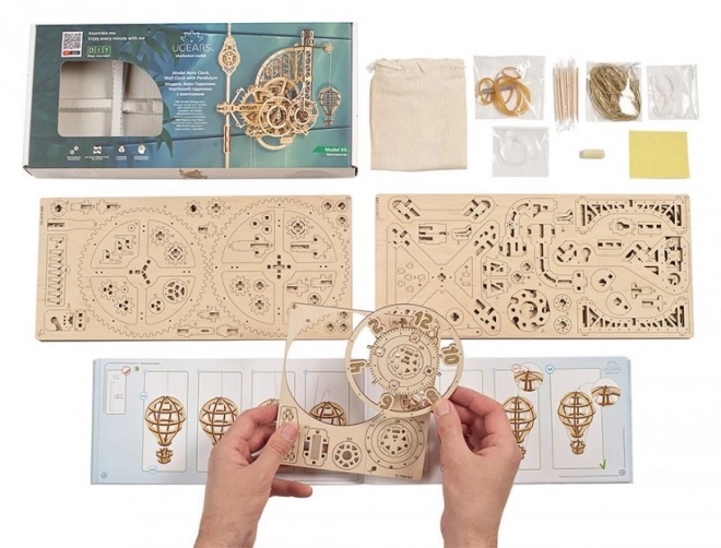 Ugears 3D lesena mehanska sestavljanka Stenske ure Aero
