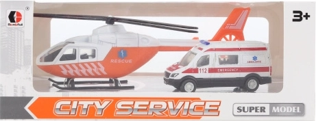 Kovinska reševalna vozila: reševalno vozilo in helikopter za otroke