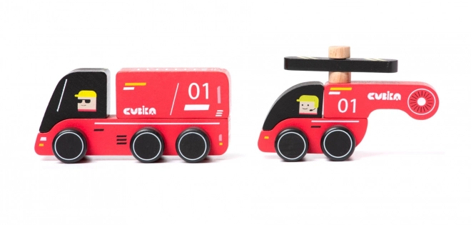 CUBIKA 15559 Gasilsko - lesena igrača z helikopterjem
