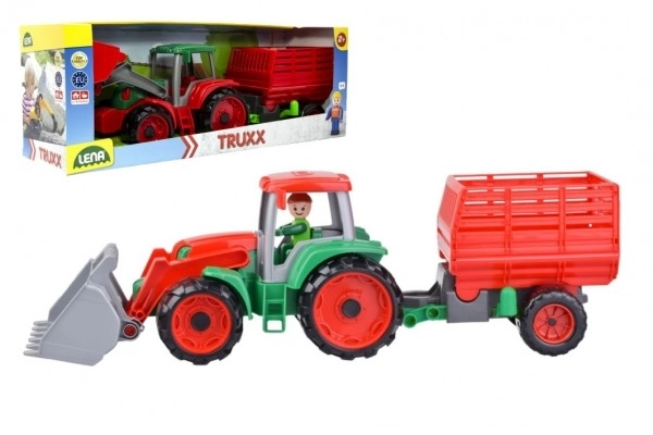 Auto Truxx traktor nakladač s prikolico za seno s figurico v škatli 53x19x16cm 24m+