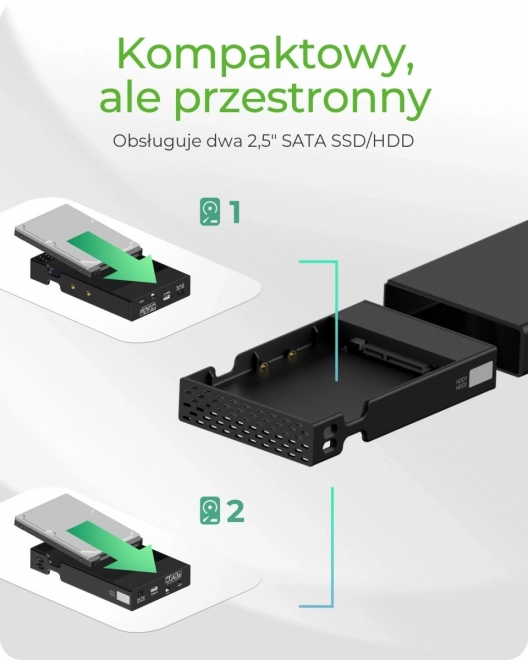 Zunanji Raid ohišje IB-RD2253-C31 za 2,5 SATA HDD na USB 3.2 Gen 2, RAID 0,1, SINGLE, LARGE