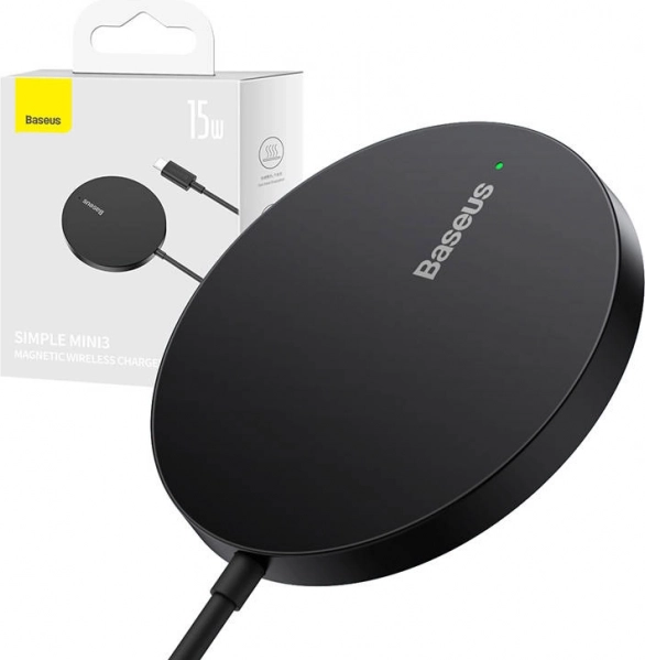 Magnetni brezžični polnilec Baseus Simple Mini3 15W črna