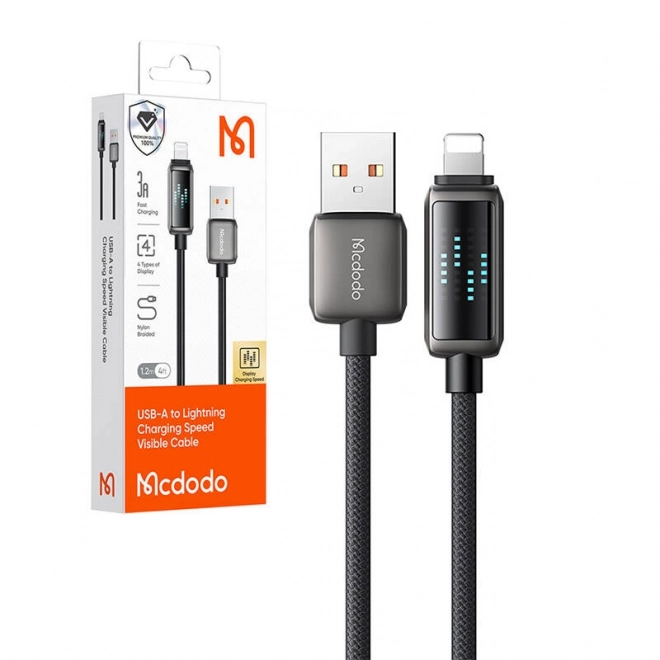 Mcdodo USB-A na Lightning kabel z LED zaslonom, dolžine 1,2 m