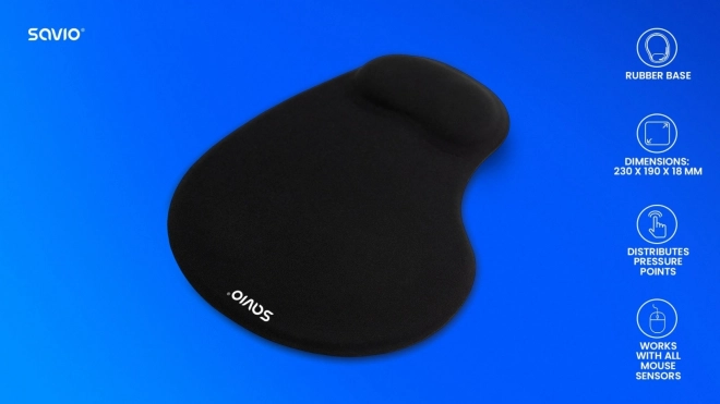 Črna ergonomska podloga za miško SAVIO