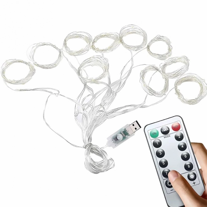 Božični svetlobni obešalnik 300 LED tople bele USB