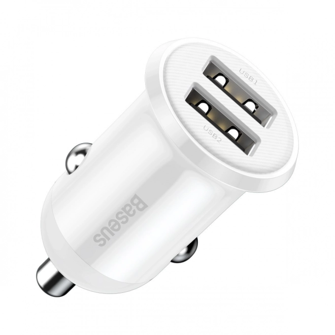 Avtopolnilnik 2x USB Baseus, 4,8A, bela