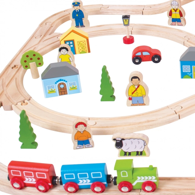 Bigjigs Rail Leseni vlak središče mesto in vas 101 delov