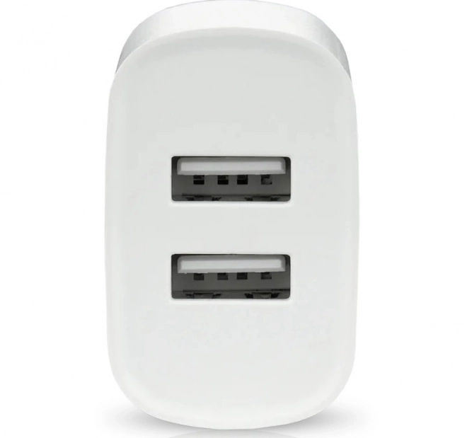 Polnilnik v omrežje 2X USB 2,4A bel