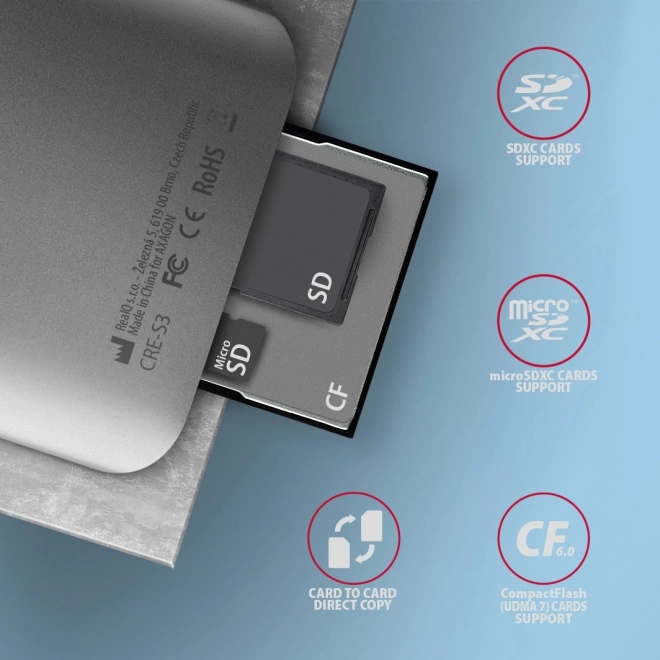 Bralnik kartic Axagon CRE-S3 USB 3.2 Gen 1