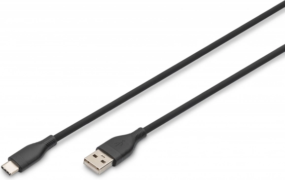 Silikonski povezovalni kabel USB-A – USB-C, USB 2.0, 60 W, 1 m črn