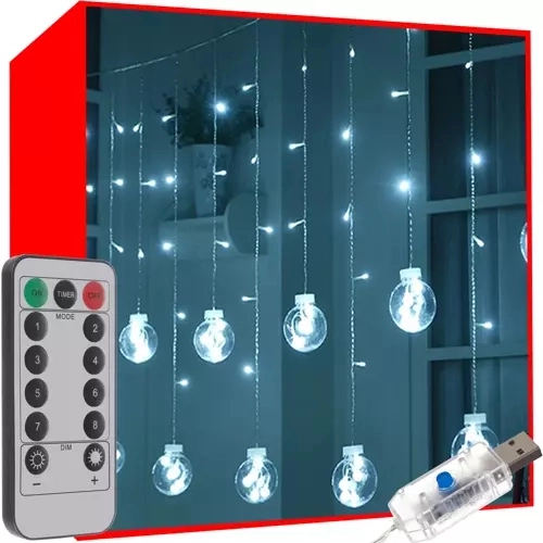 Svetlobne zavese 108LED USB - hladno bela KŚ19770