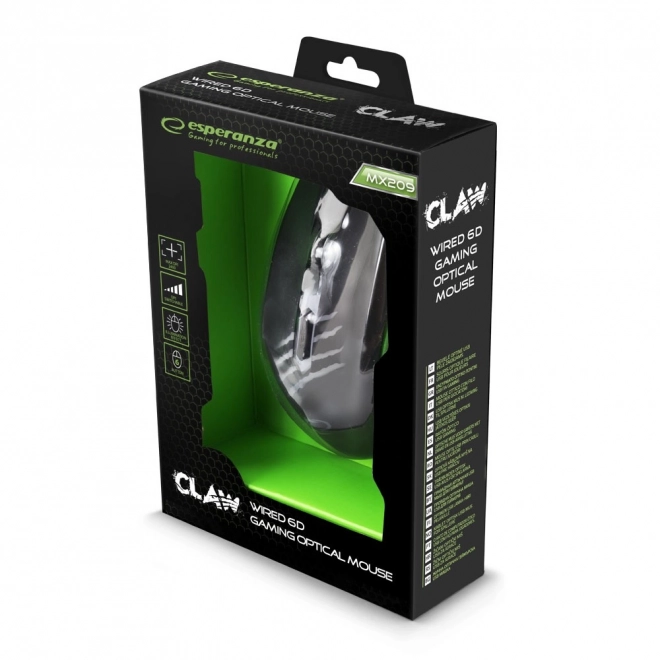 Žična igralna miška 6d optična usb mx209 kremplji zelena