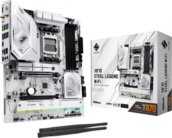 ASRock X870 Steel Legend WiFi – osnovna plošča ATX za AM5 z DDR5, PCIe 5.0 in USB4