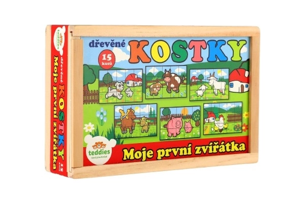 Lesene kocke Moje prve živalice 15 kos