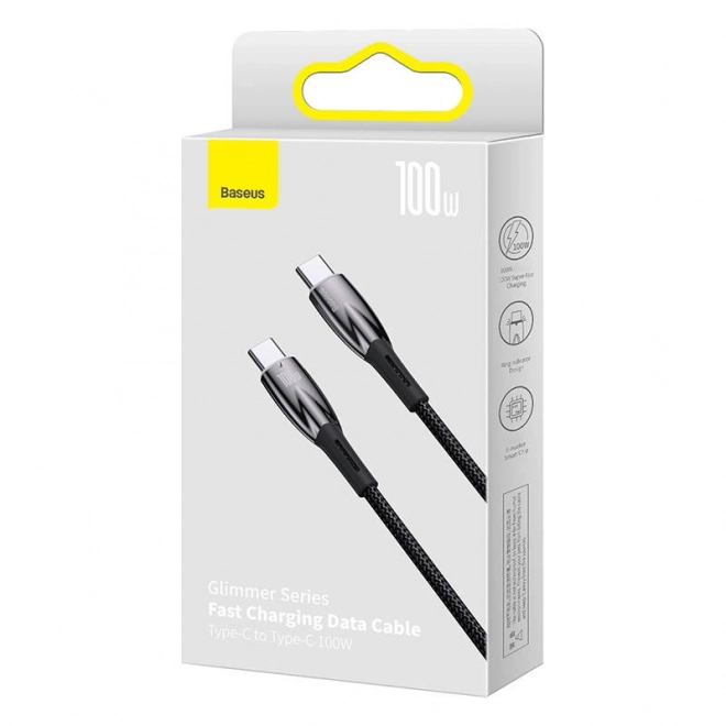 Kabel Baseus Glimmer USB-C na USB-C 100W 1m črn