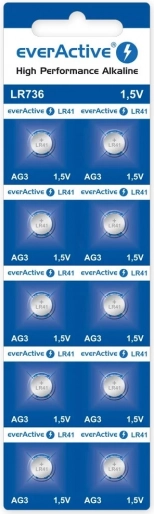 Alkalne gumbne baterije everActive LR41 (LR736/AG3) 1,5 V – blister 10 kos