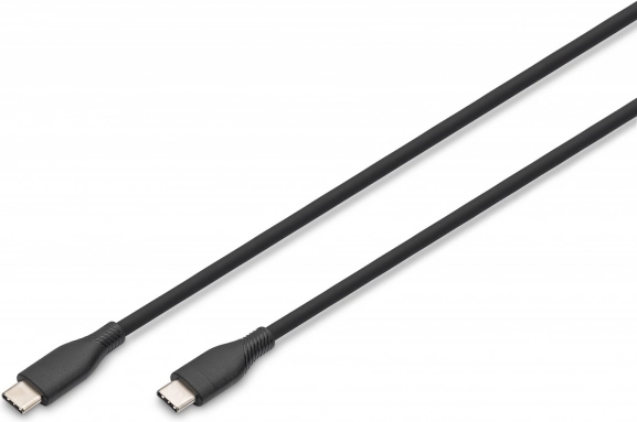 Silikonski USB-C priključni kabel – USB-C, USB 2.0 60 W, 1 m črn