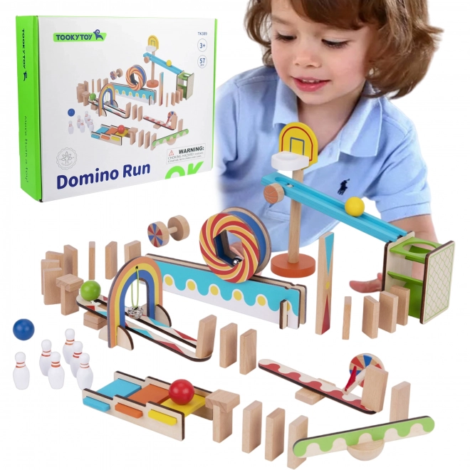 Lesene gradbene kocke domino 2F domino sestavljanka Tooky Toy