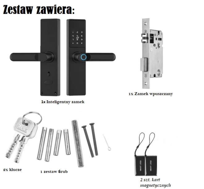Pametna ključavnica za vrata Tuya, Elektronska ključavnica za vrata z odtisom prsta, kodo, Wi-Fi, RFID - črna