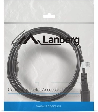 LANBERG podaljševalni napajalni kabel IEC C13–C14, 1,8 m, črn