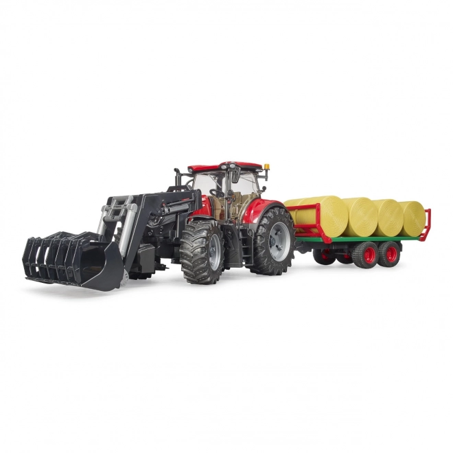Bruder Traktor Case IH Optum 300 CVX s čelnim nakladalcem in prevoznikom za bale