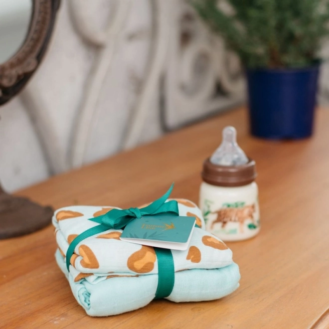 Tommy Lise Muslinasta plenica 2 kosa Blue Leopard Set 70x70 cm